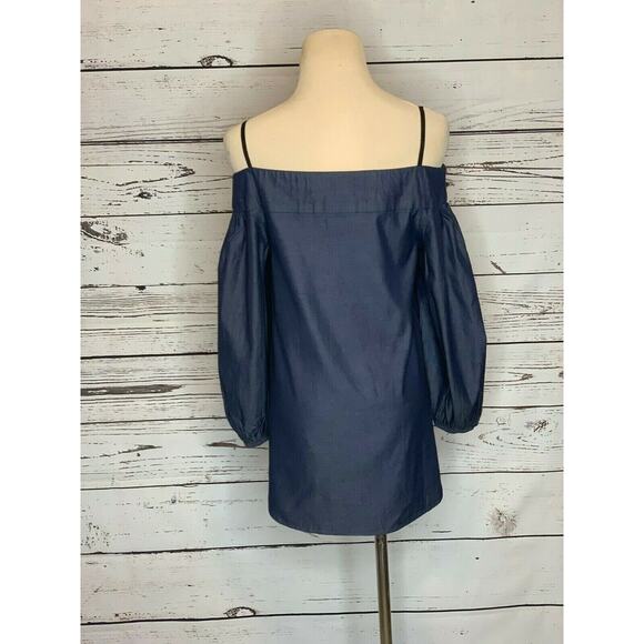 Tibi off-shoulder chambray denim top Blue blouse size 00 - Picture 2 of 9